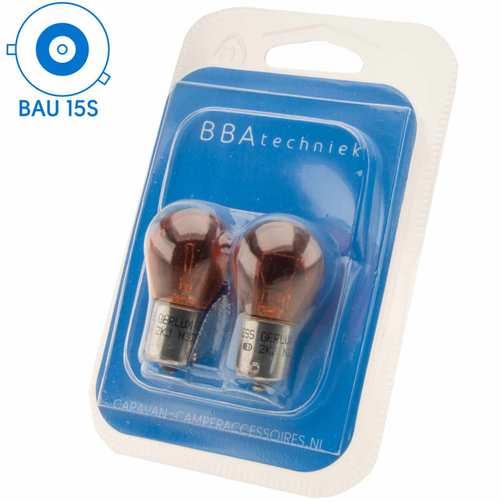 BBAtechniek - BAU15S 12V 21W BS581 lamp oranje (2x)