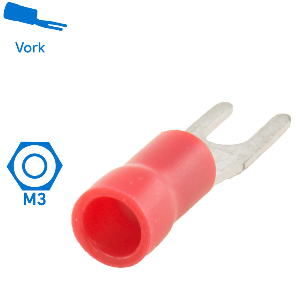 BBAtechniek - Kabelschoen vork M3 Ø3.2mm rood (50x)