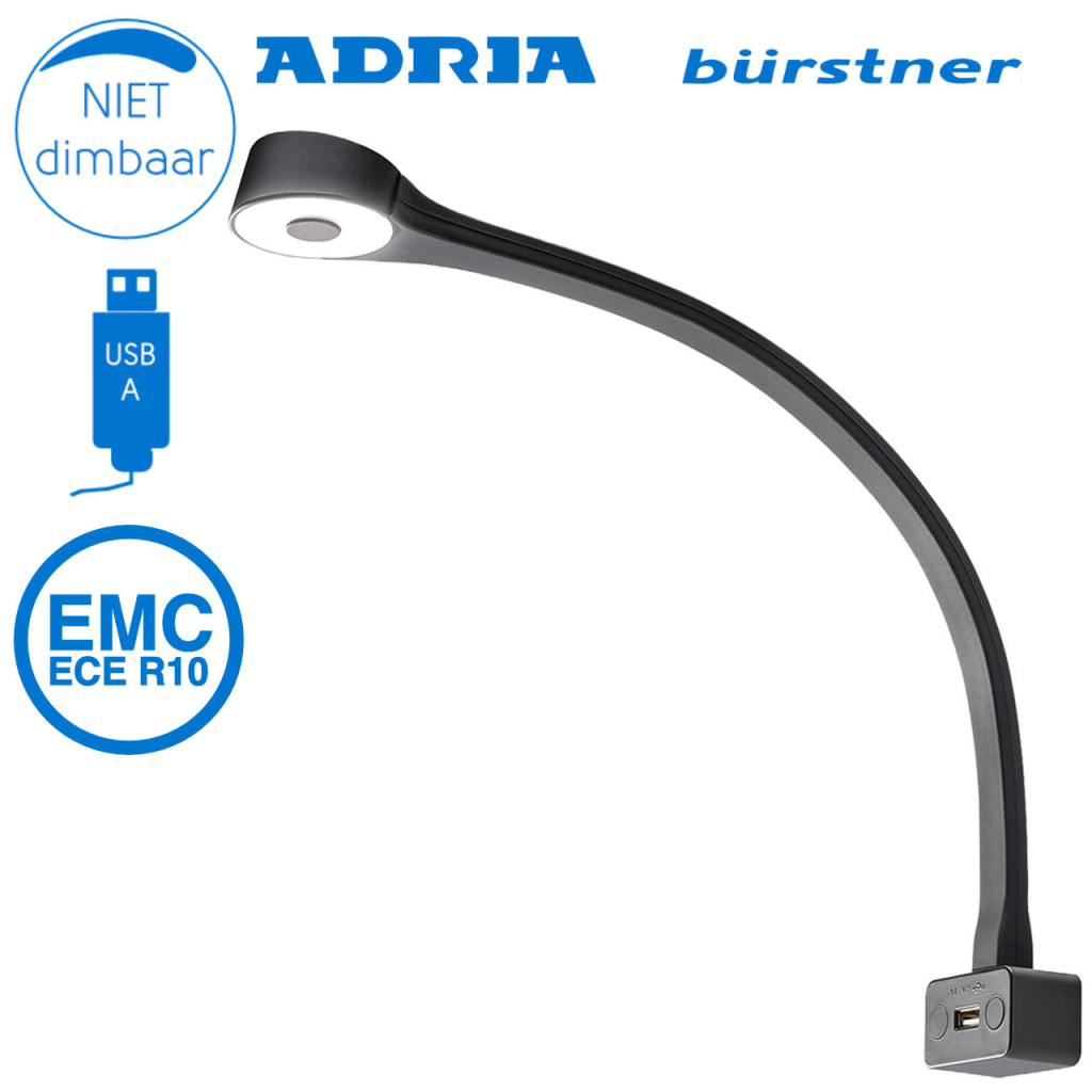 BBAtechniek - Cordoba flex LED 12V 1.3W 4100K 90lm USB zwart(1x)